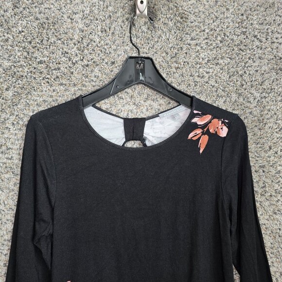 Daniel Rainn Top Womens PS Petite Small Black Floral‎ Print 3/4 Sleeve Casual - Picture 4 of 7